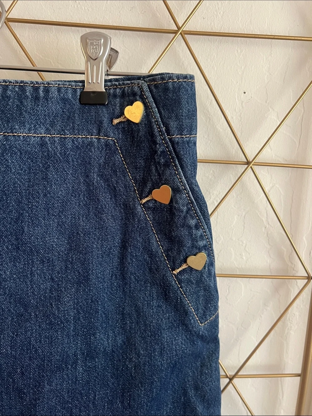 XL (14-16) | Old Navy Girls Dark Blue Denim Mini Skirt with Heart Accent